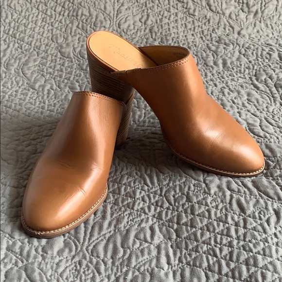 madewell harper mule amber brown